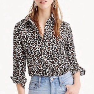 J. Crew Linen Leopard Blouse 16